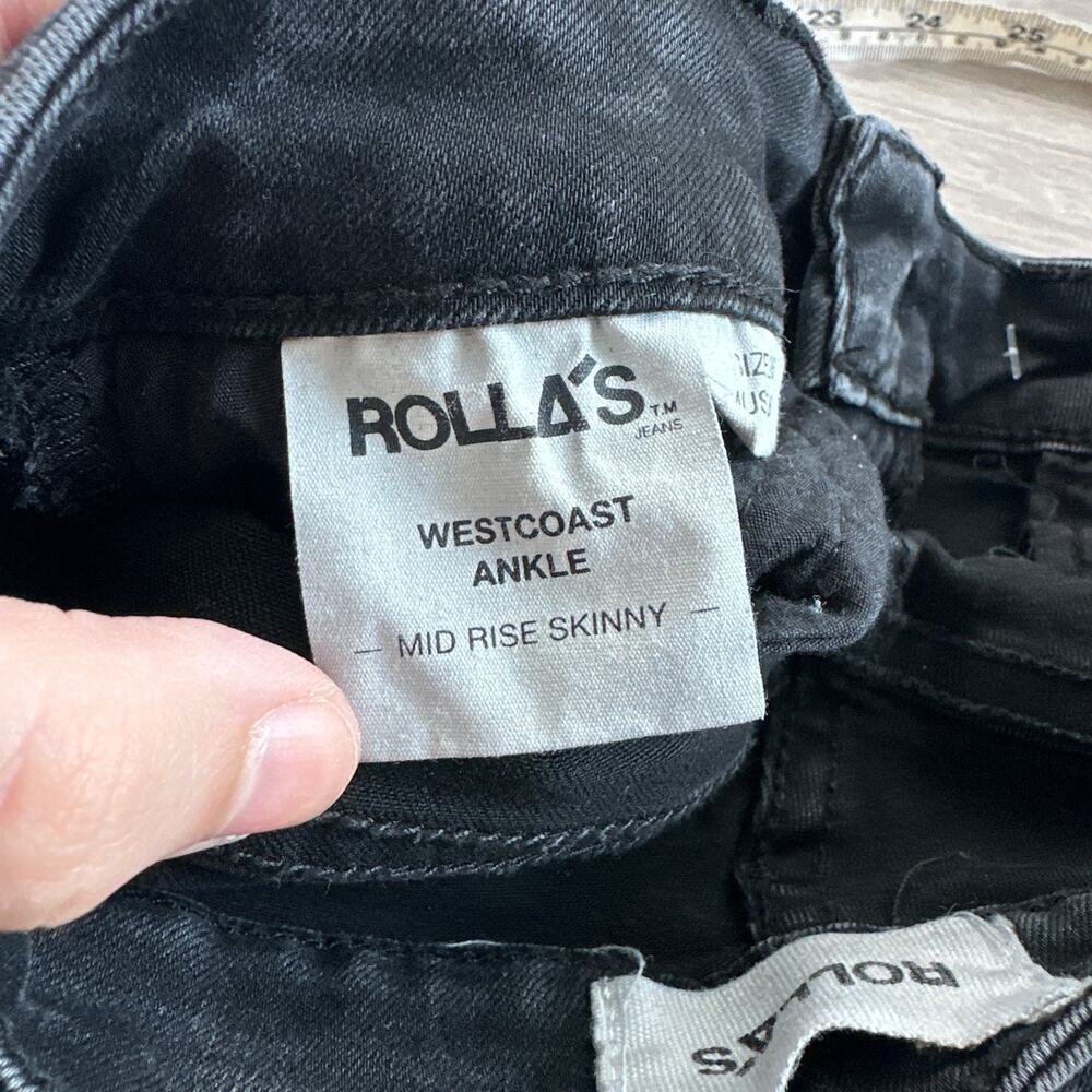 ROLLA'S Westcoast Ankle Skinny Jean Mid Rise Dusty Black Wash Distressed Size 26 - Picture 9 of 12